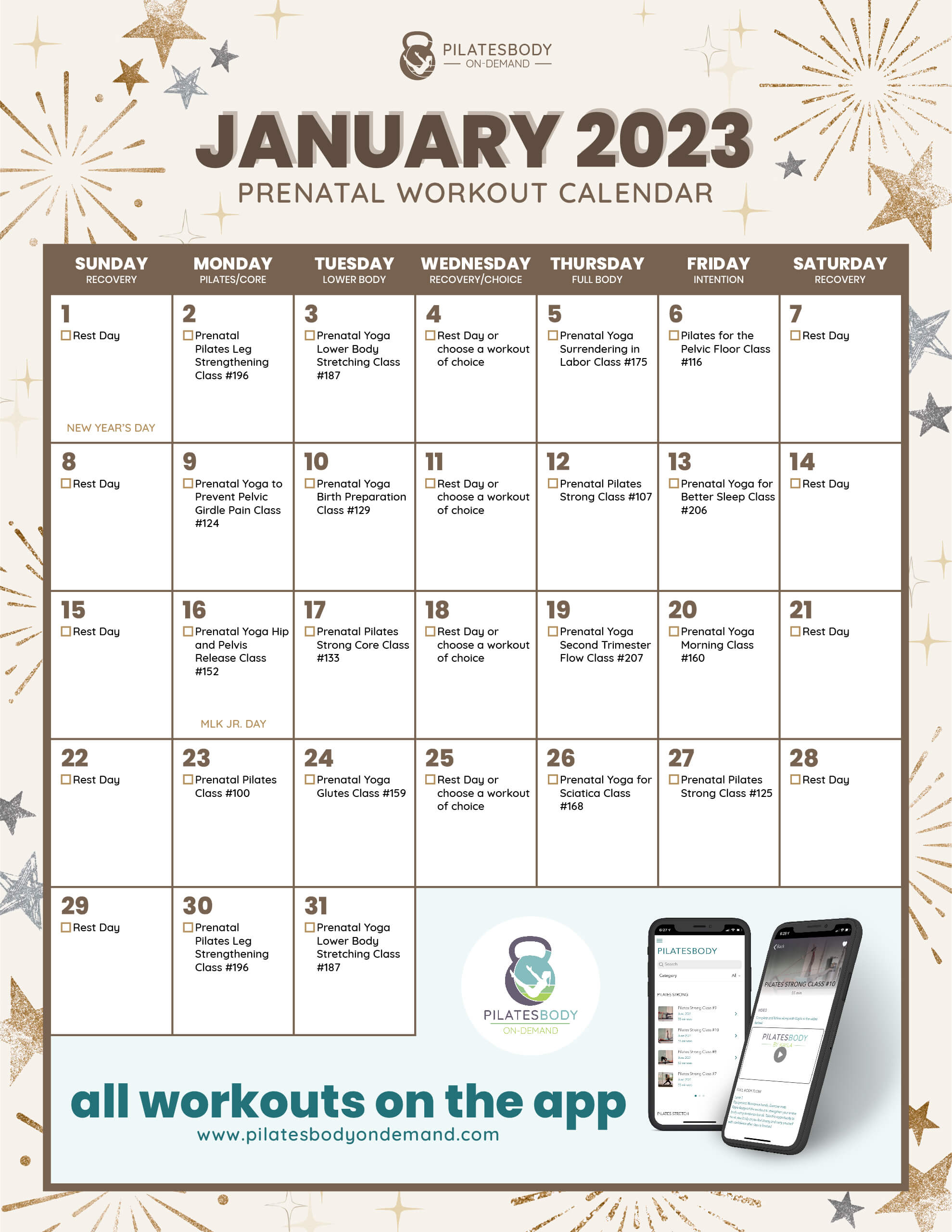 January 2023 Workout Calendar