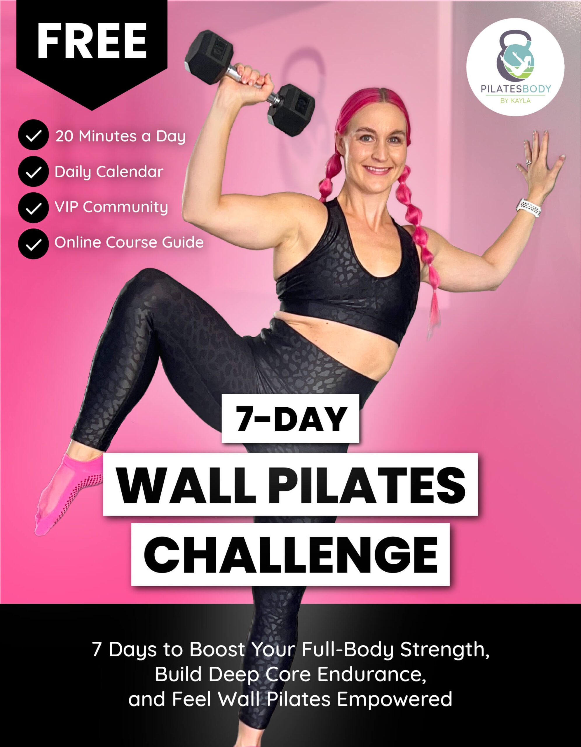 Free 7-Day Wall Pilates Challenge Full Body Strength Pilates Body by Kayla