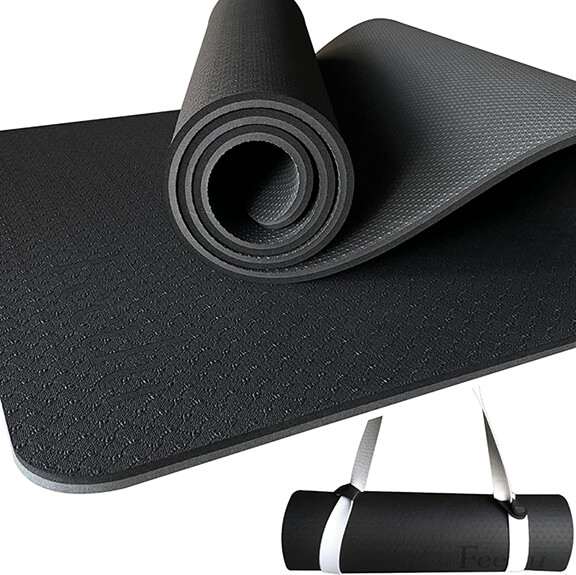 best-pilates-exercise-mat-on-amazon-yoga-mat-barre-mat-black-gray-with-straps