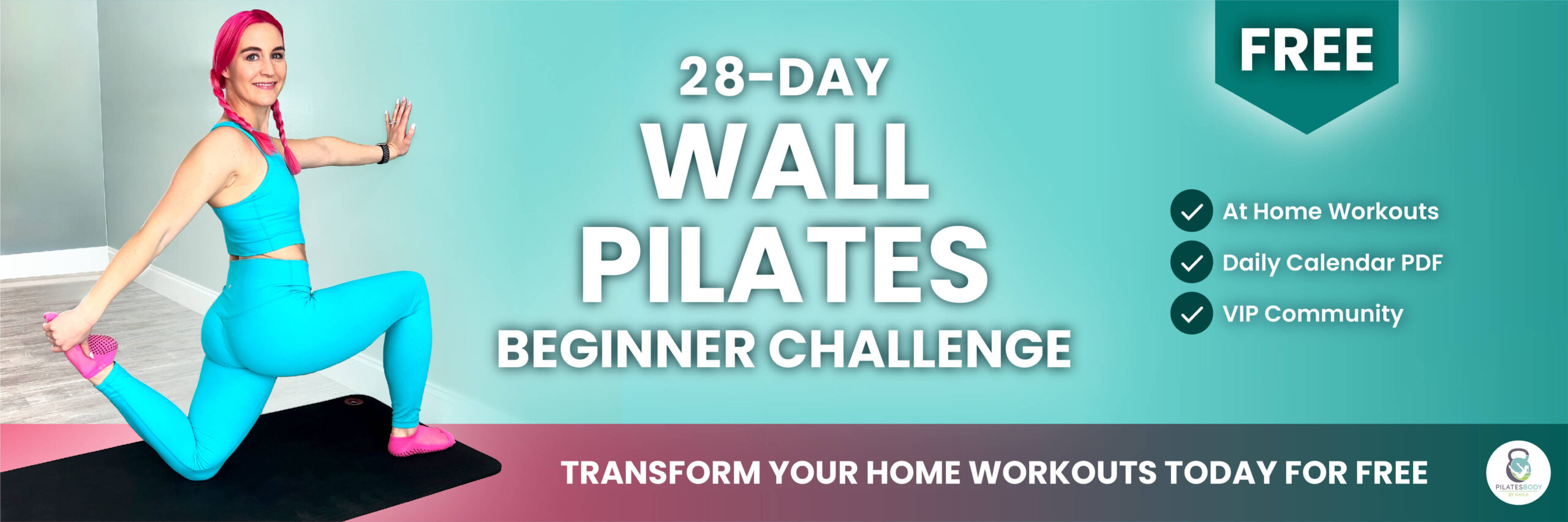 Free 28-Day Beginner Wall Pilates Challenge on YouTube - Transform Your At Home Pilates Workouts - PILATESBODY by Kayla