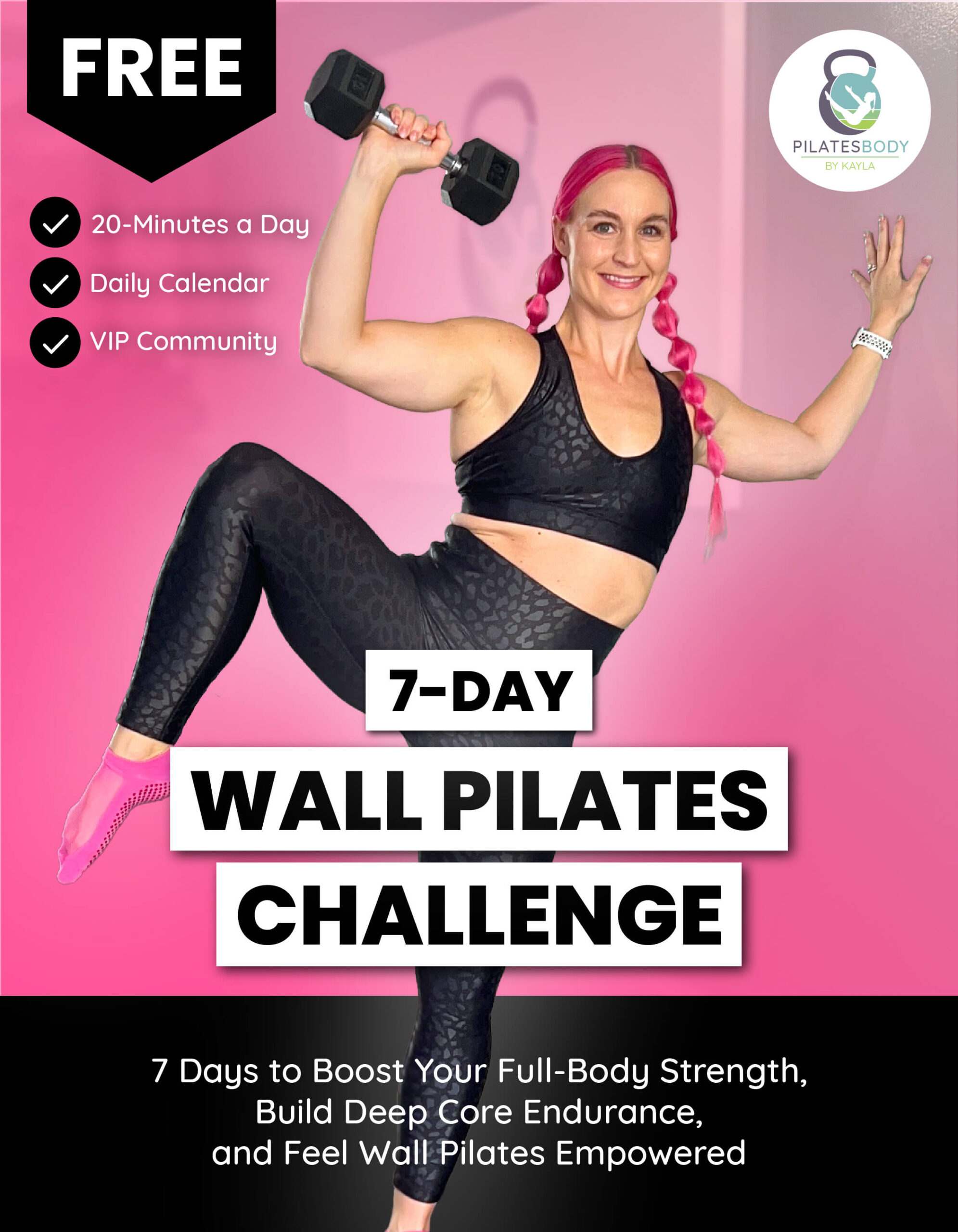Free 7-Day Wall Pilates Challenge Full Body Strength Pilates Body by Kayla