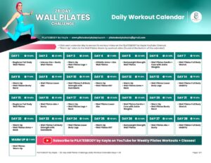 Free Beginner 28-Day Wall Pilates Workout Calendar PDF - Free Wall Pilates on YouTube - PILATES BODY by Kayla
