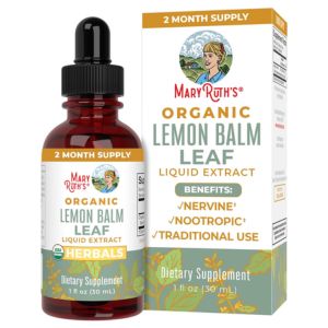 Organic Mary Ruth Liquid Vitamins Lemon Balm Leaf for Anxiety and Thyroid Regulation