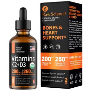 Vitamin D3 and K2 Liquid Vitamins by Raw Science