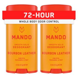 Mando men's natural aluminum free deodorant in bourbon leather.