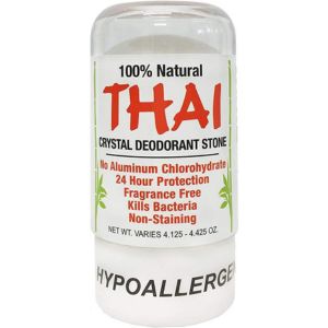 Thai crystal deodorant stone is 100% natural and hyperallergenic.