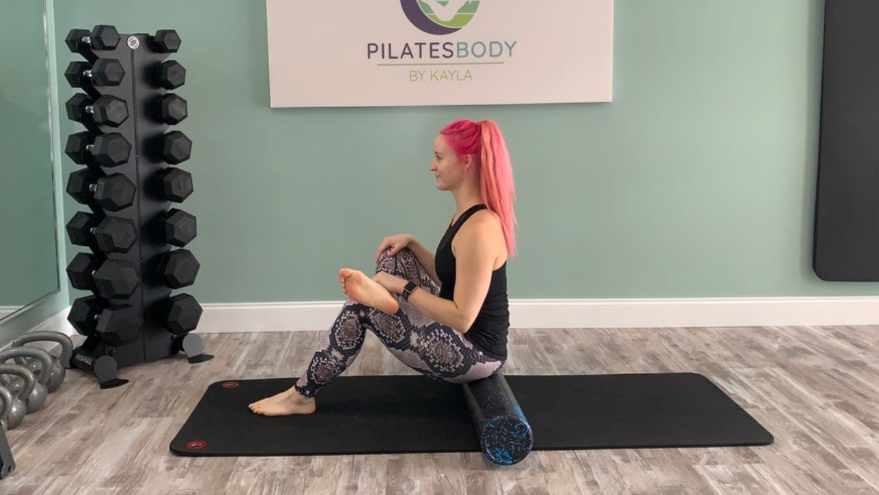 Pilatesbody by Kayla shows how to foam roll legs and glutes in this lower body foam rolling guide.