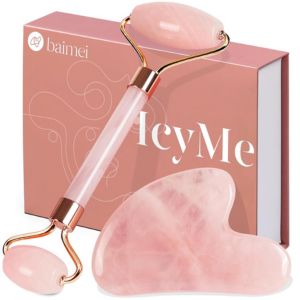 This pink jade roller and gua sha tool are inexpensive but some of the best health and wellness gifts.