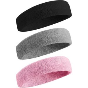 A set of three moisture-wicking sweatbands.