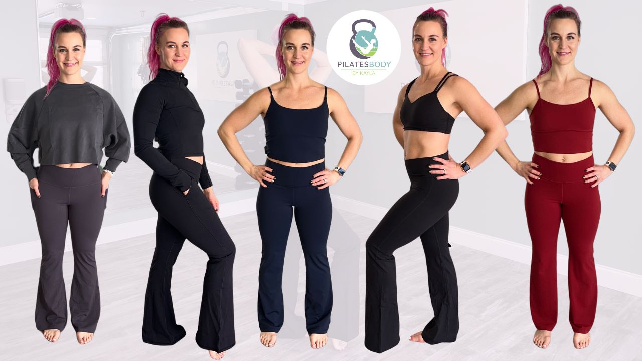 The best flare yoga pants on Amazon reviewed by PilatesBody by Kayla.