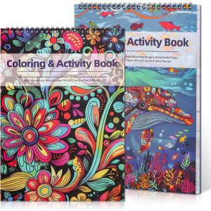A pair of adult coloring and activity books.