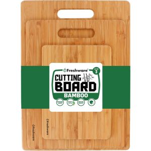 A set of three wood cutting boards.