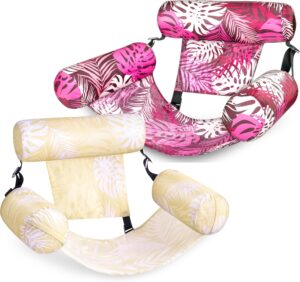 Pink and yellow pillow floats.