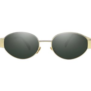 Oval gold rimmed sunglasses for women.