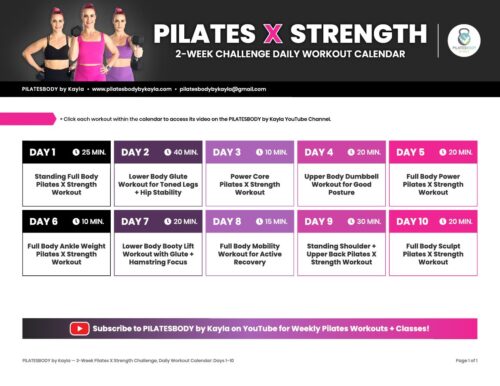 2-Week Pilates X Strength Challenge Free with dumbbells and ankle weights - Pilatesbody by Kayla studio Minneapolis Minnesota
