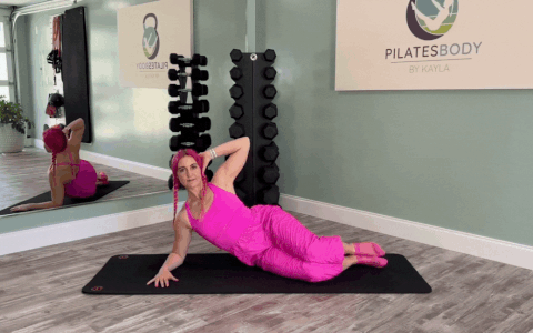 Side lying bent knee lift for pelvic floor strength.