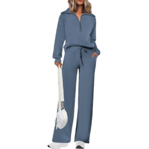 PRETTYGARDEN Half Zip 2 Piece Set in blue.