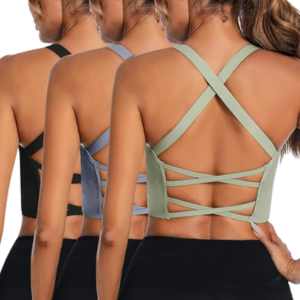 Strappy Crossback Sports Bras A set of three strappy crossback sports bras.