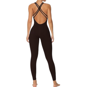 Sunzel Crossback Jumpsuit A black Sunzel Crossback workout jumpsuit.