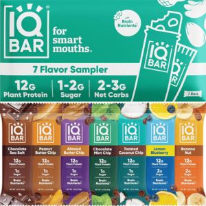 IQ Bar high protein snacks.
