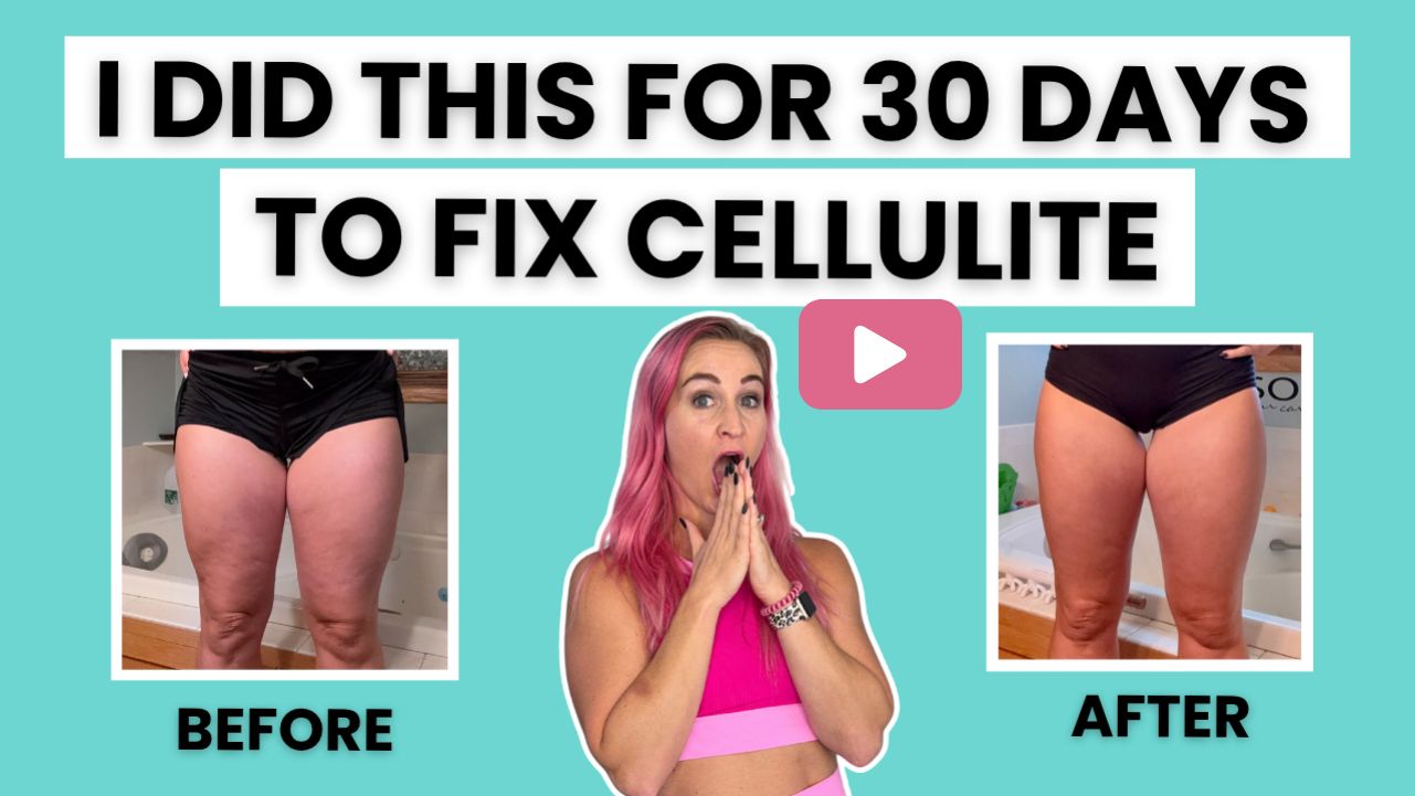 Fascia Blasting for Cellulite Reduction YT thumbnail with play button.