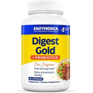 The best digestive enzymes supplements: Enzymedica Digest Gold + Probiotics.