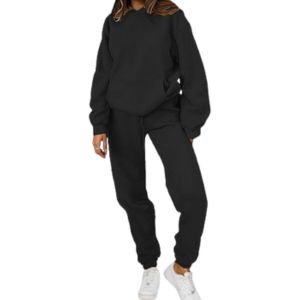Jogger Set Cozy black sweat set featuring matching joggers and sweatshirt for lounging, travel, or light movement.