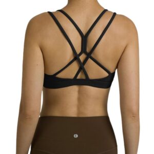 Black strappy sports bra.