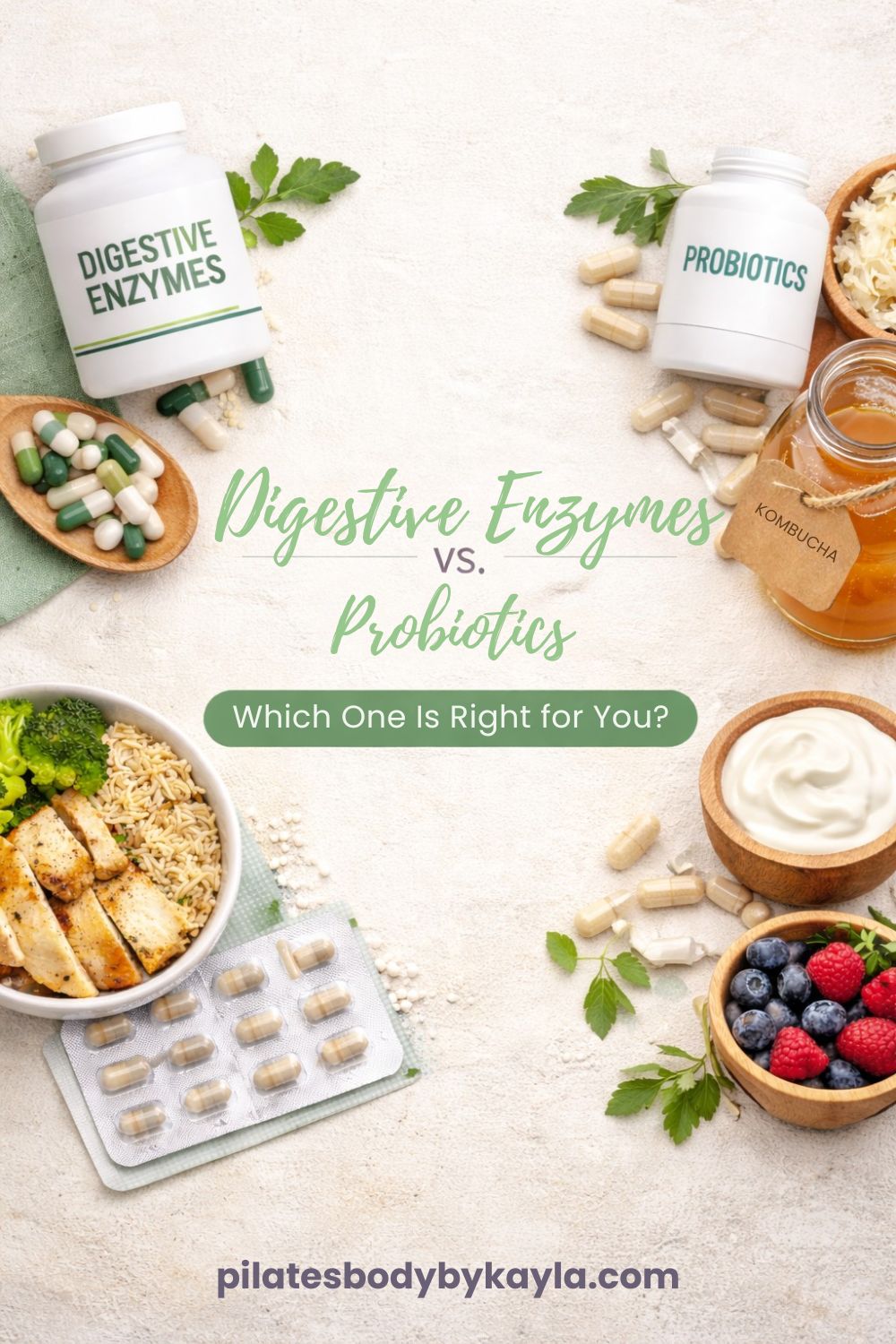 Digestive Enzymes vs. Probiotics Pin.