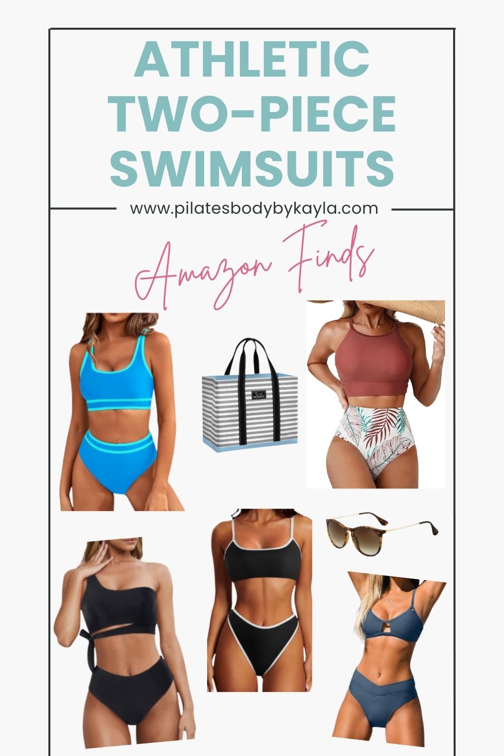 Athletic two-piece swimsuits on Amazon.