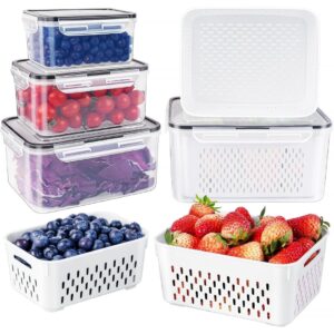 Produce saver containers with strawberries, blueberries, and tomatoes