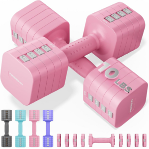 Pink adjustable dumbbells
