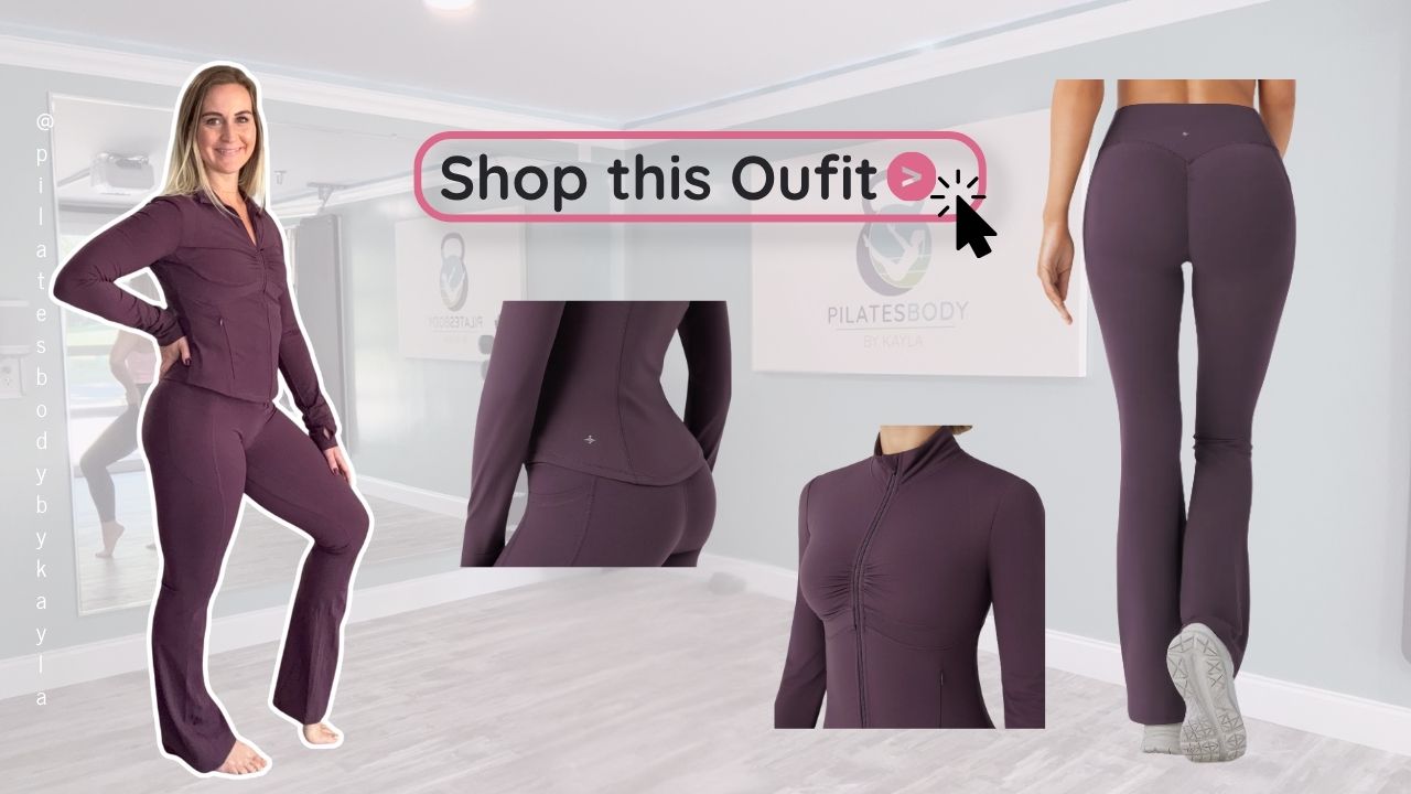 high-waisted-tummy-control-butt-lifting-bootcut-legging-mock-neck-jacket Purple high-waisted, tummy control, butt lifting, bootcut leggings and mock neck jacket